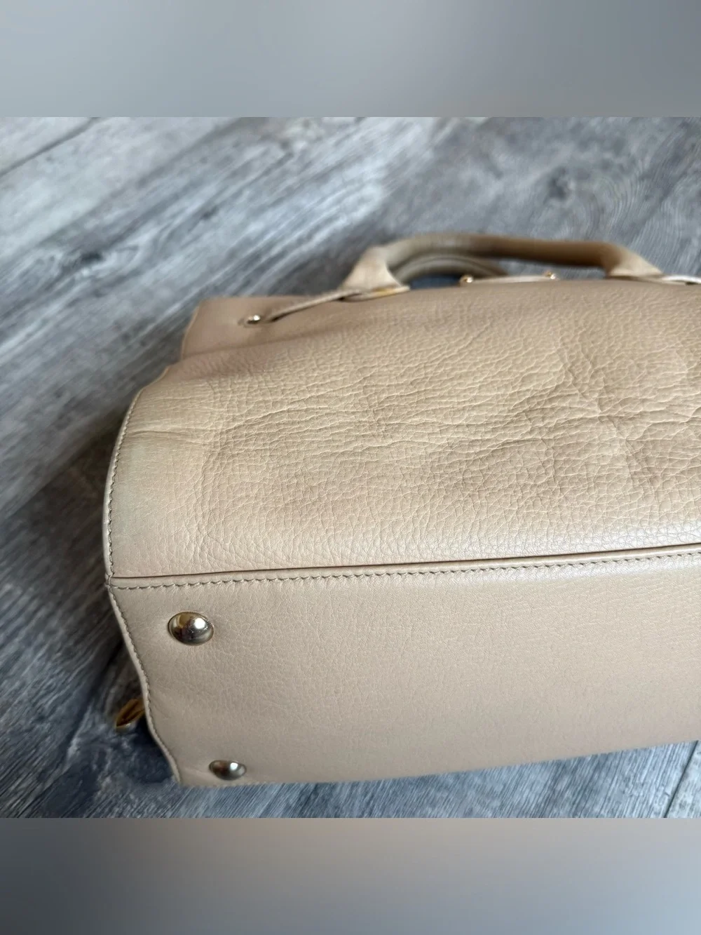 Jimmy Choo Rosalie Beige Leather Satchel Handbag – Missing Shoulder Strap